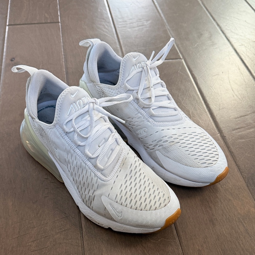 Nike Air Max 270 White and Tan Sneakers
